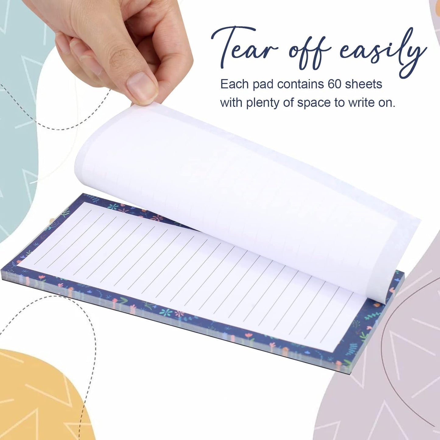 Magnetic Notepads for Refrigerator - Flower Design, 50 Sheets Per Pad, 4 Pack Memo Pads Grocery Lists and To-Dos