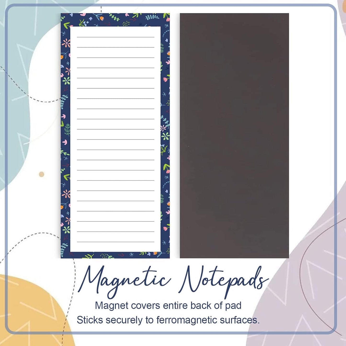 Magnetic Notepads for Refrigerator - Flower Design, 50 Sheets Per Pad, 4 Pack Memo Pads Grocery Lists and To-Dos