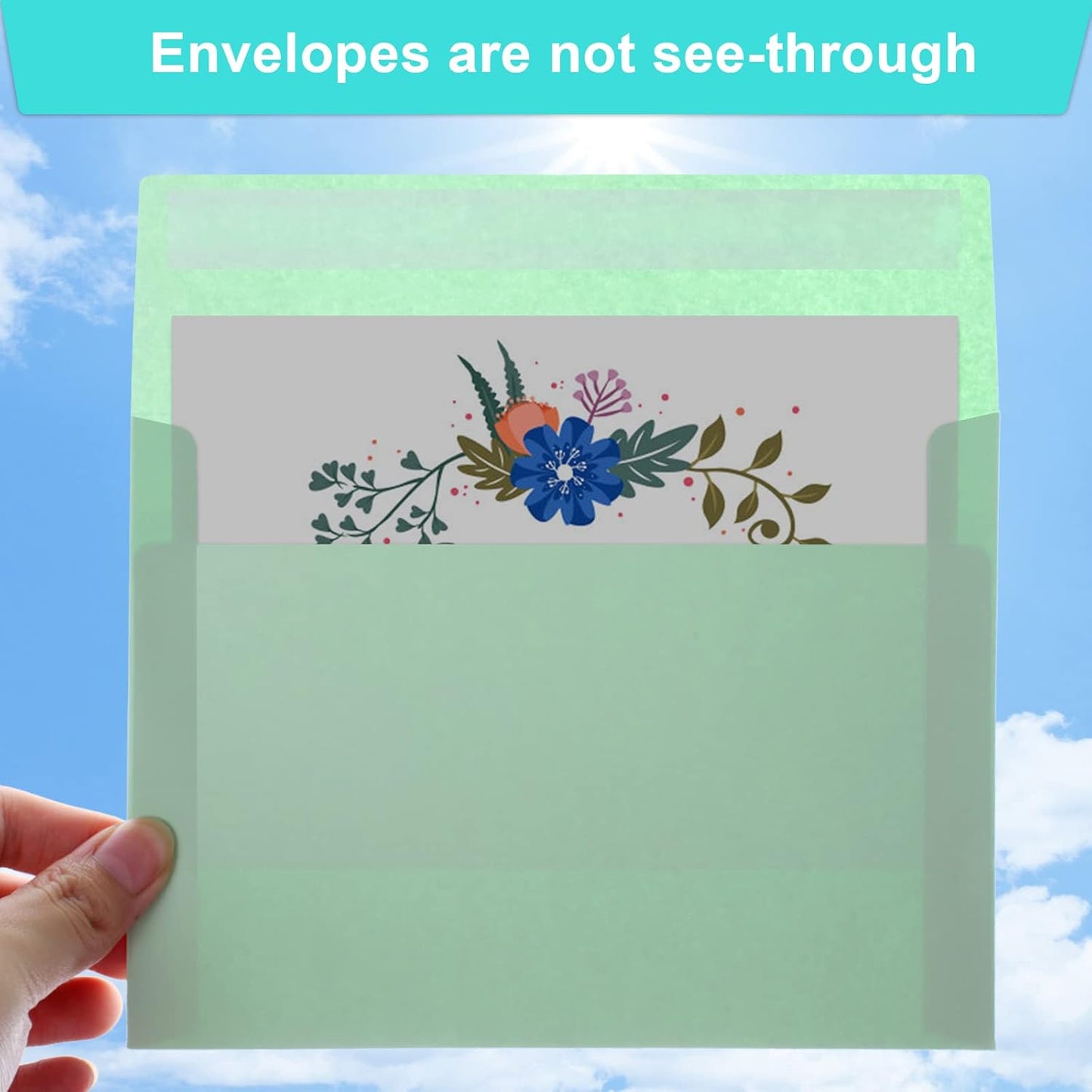 50 Pack Colored Envelope, 5x7 Envelopes, A7 Envelopes for Invitations, Printable Invitation Envelope Weddings, Photos, Postcards, Greeting Cards, Mailing - (5" x 7")