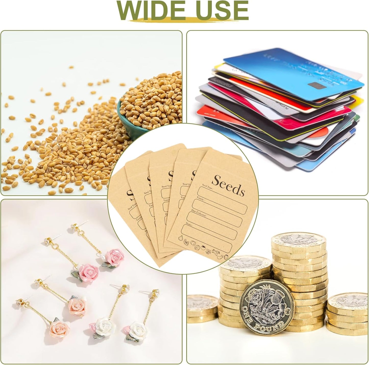 156 PCS Seed Envelopes 3.15”x 4.72”, Packets Kraft Seeds Saving Envelope, Self Sealing Storage Mini Envelope for Flower Vegetable -