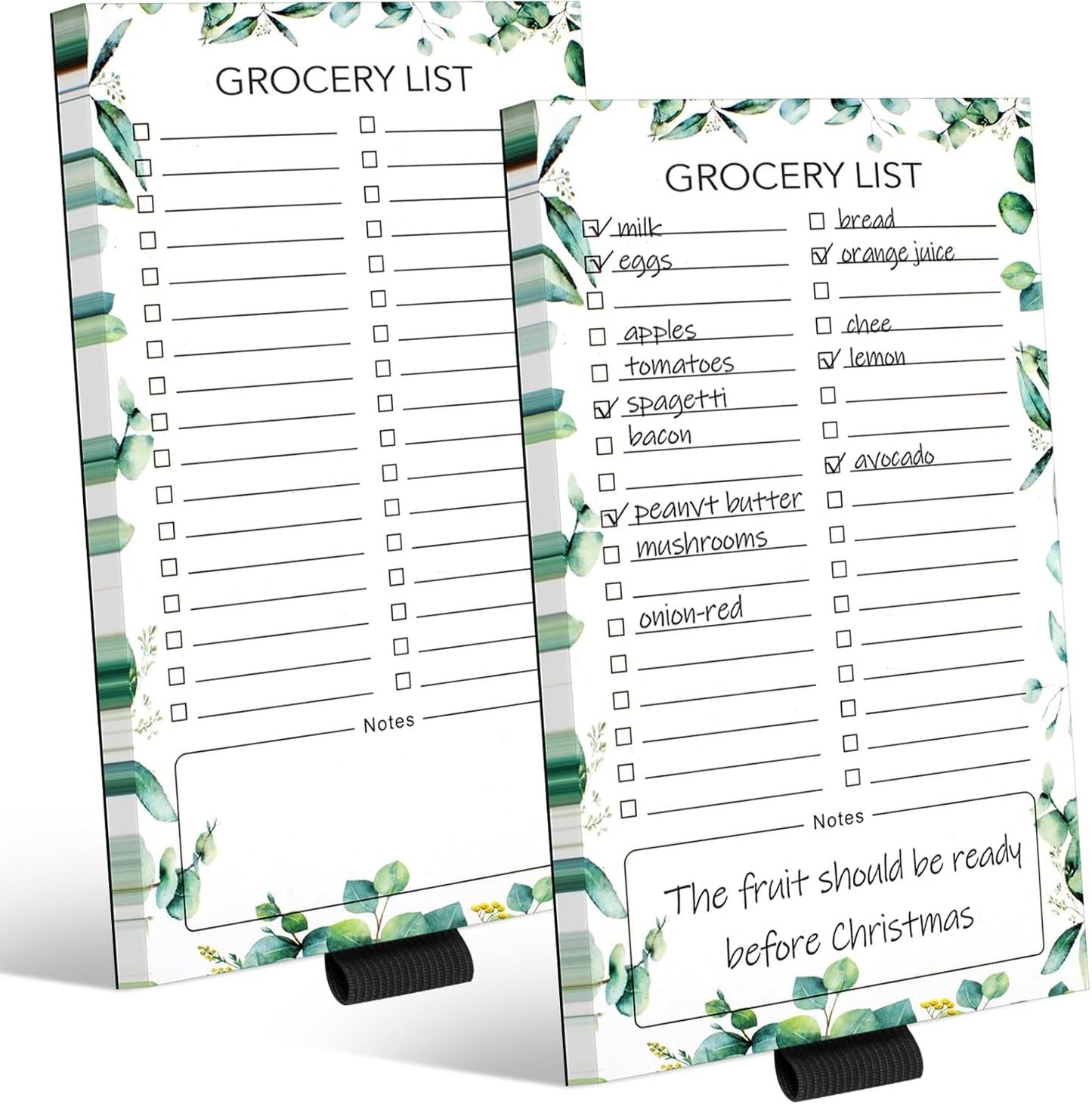 2 PCS Magnetic Grocery List Pads for Fridge, 4.5x7.5 Inches Note Pad Magnet Refridge, Magnetics Notepads, Shopping Lists, 60 Pages Per Notepad -