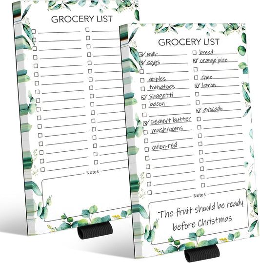 2 PCS Magnetic Grocery List Pads for Fridge, 4.5x7.5 Inches Note Pad Magnet Refridge, Magnetics Notepads, Shopping Lists, 60 Pages Per Notepad -