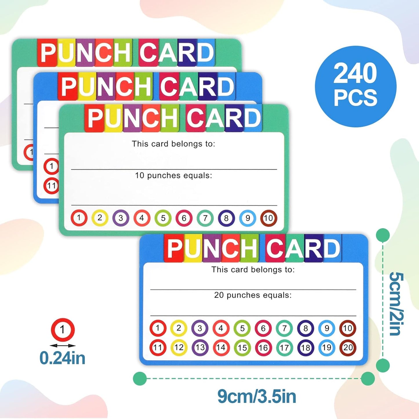 Punch Cards for Classroom, 240 Pack Kids Behavior Reward Cards, Incentive Card kids, Business, Students, Teachers, 2 Styles -