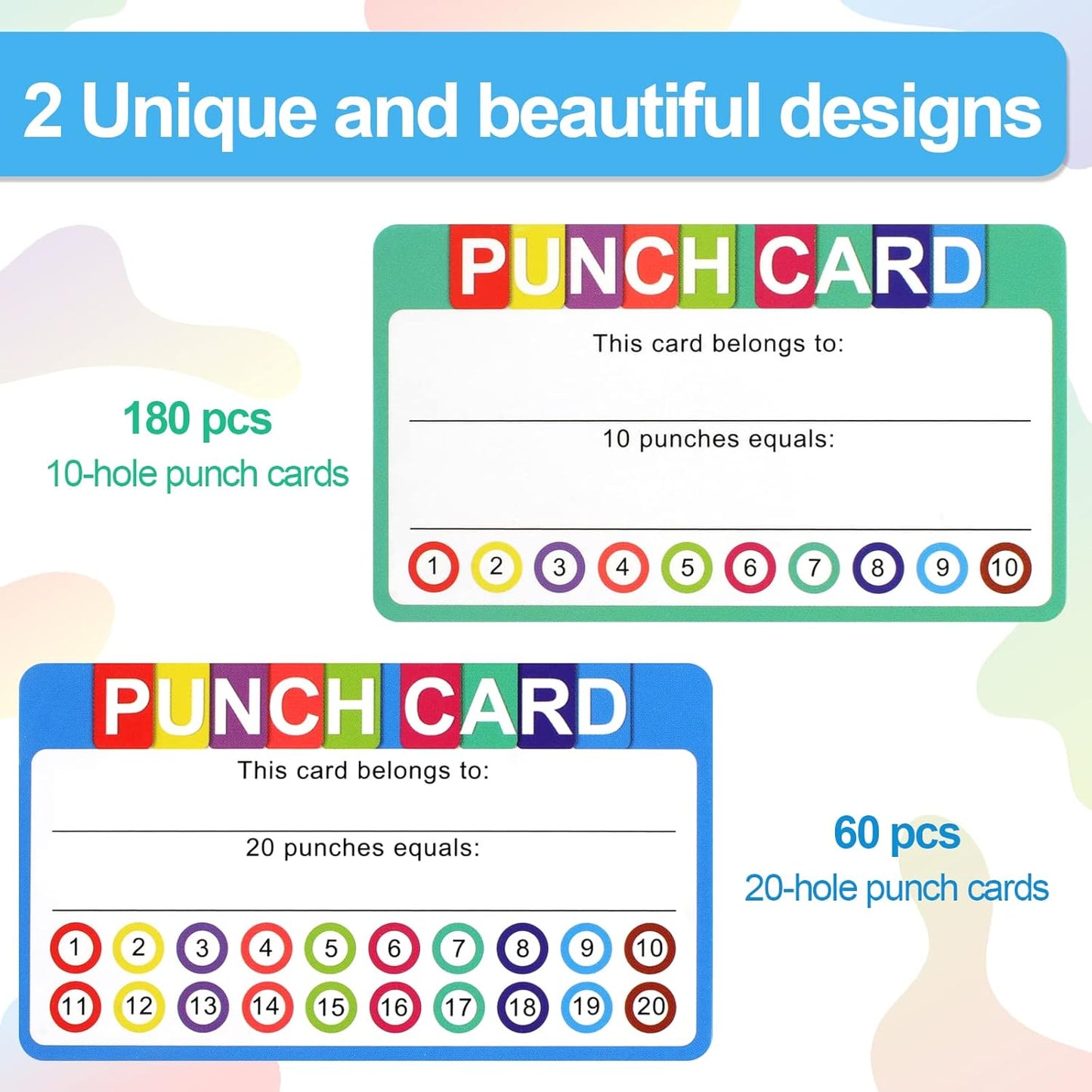 Punch Cards for Classroom, 240 Pack Kids Behavior Reward Cards, Incentive Card kids, Business, Students, Teachers, 2 Styles -
