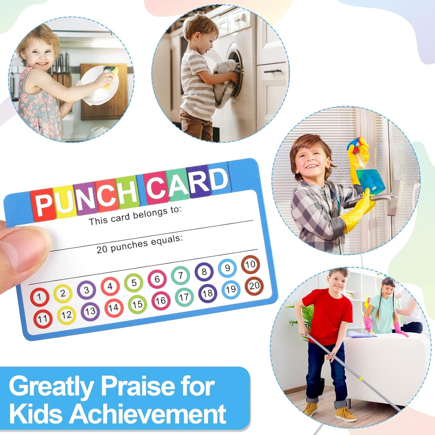 Punch Cards for Classroom, 240 Pack Kids Behavior Reward Cards, Incentive Card kids, Business, Students, Teachers, 2 Styles -