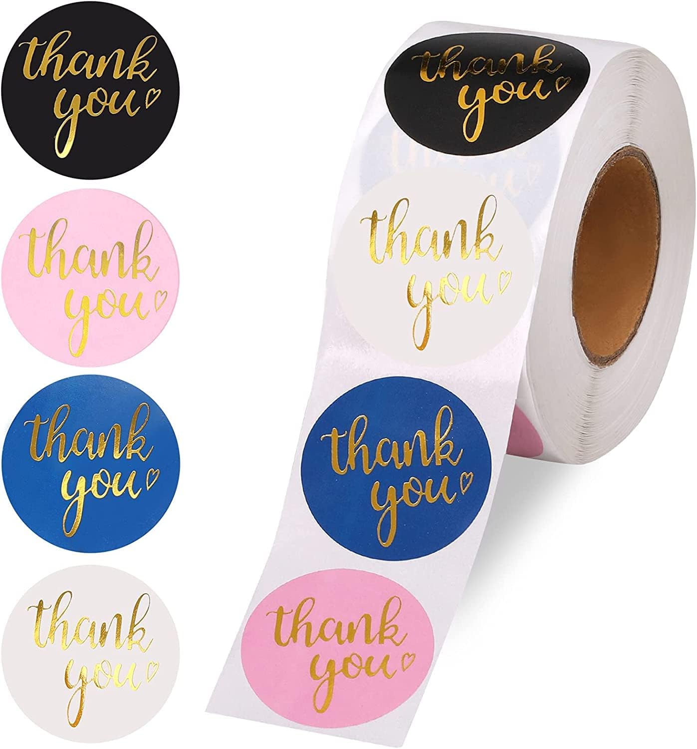 800Pcs Thank You Stickers 1.5", 4-Color Roll, for Small Business Adhesive Sticker Labels, Round Business, Birthdays, Weddings, Giveaways, Party -