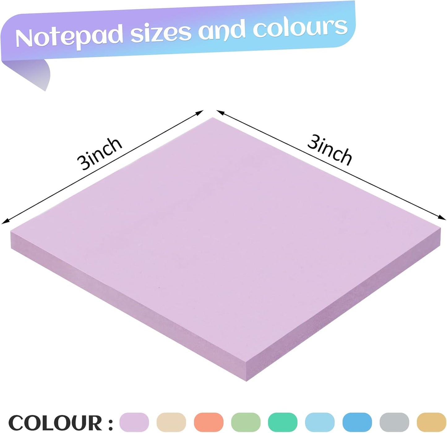 18 Pads Sticky Notes, 3x3” Aesthetic 9 Colors of Neutral Notes for Office, School, Home Desks, and More, 50 Sheets/Pad -