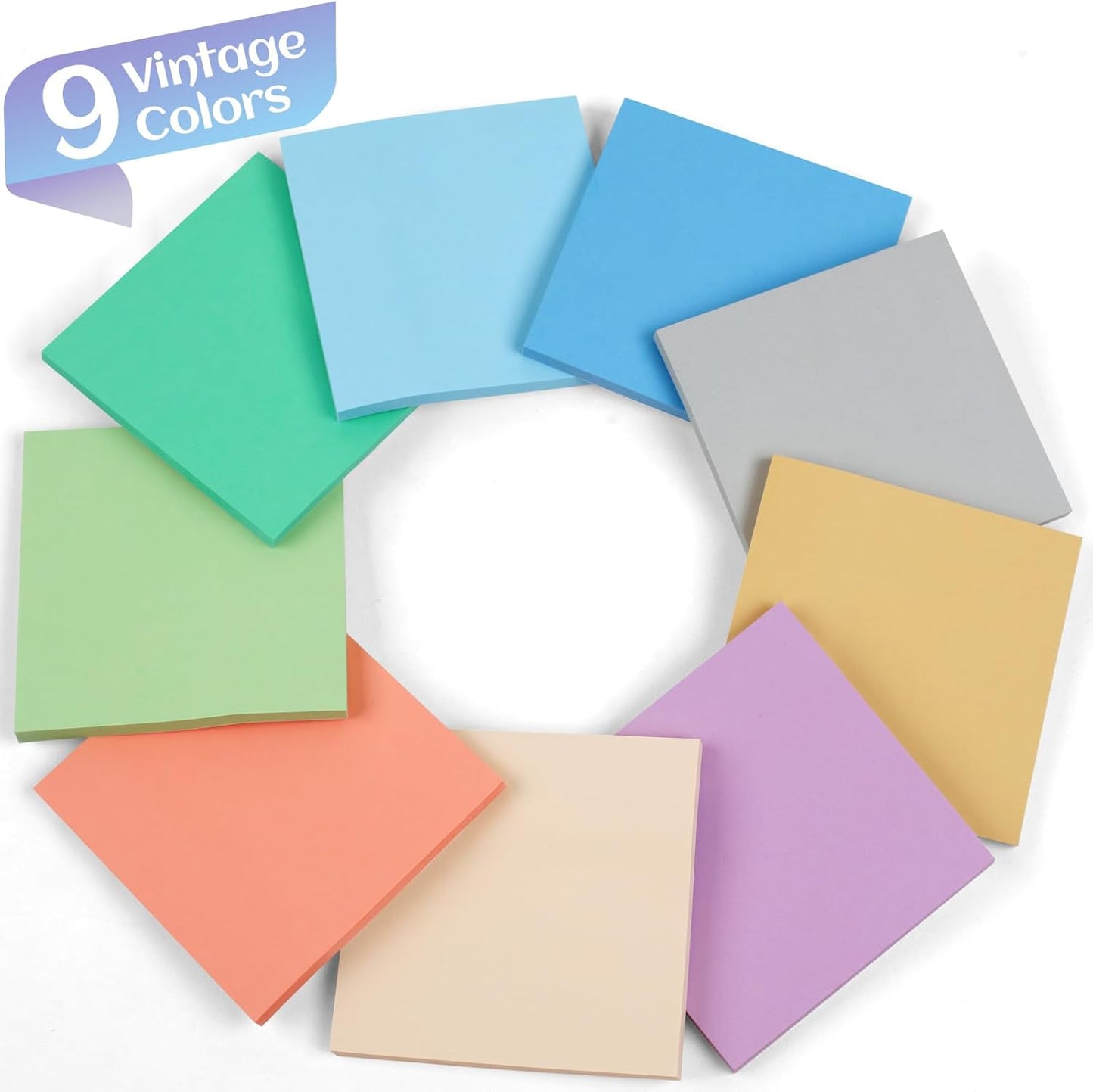 18 Pads Sticky Notes, 3x3” Aesthetic 9 Colors of Neutral Notes for Office, School, Home Desks, and More, 50 Sheets/Pad -