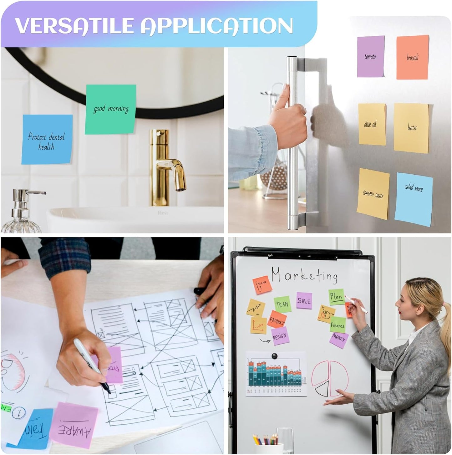 18 Pads Sticky Notes, 3x3” Aesthetic 9 Colors of Neutral Notes for Office, School, Home Desks, and More, 50 Sheets/Pad -