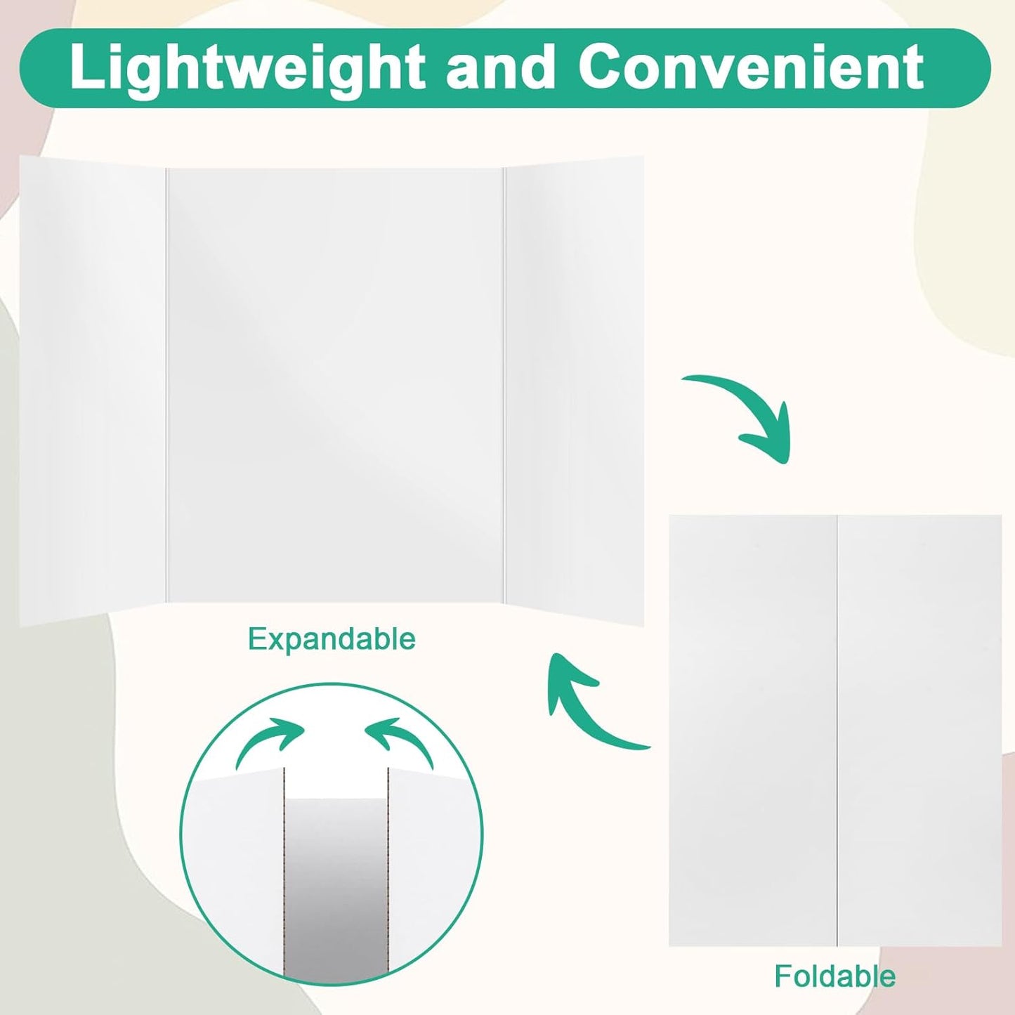 3PCS Trifold Poster Board, 21×14 Inch tri fold Boards, White Corrugated Project Boards for Artwork Showcase, Science Fairs, School Projects, Event Displays, and Business Presentations -