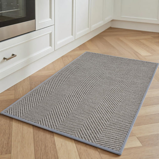 Kitchen Mats for Floor, Non Slip Washable Grey Rugs Absorbent Quick Dry and Easy to Clean, in Front of Sink, 17“*30” Light 17"×30"