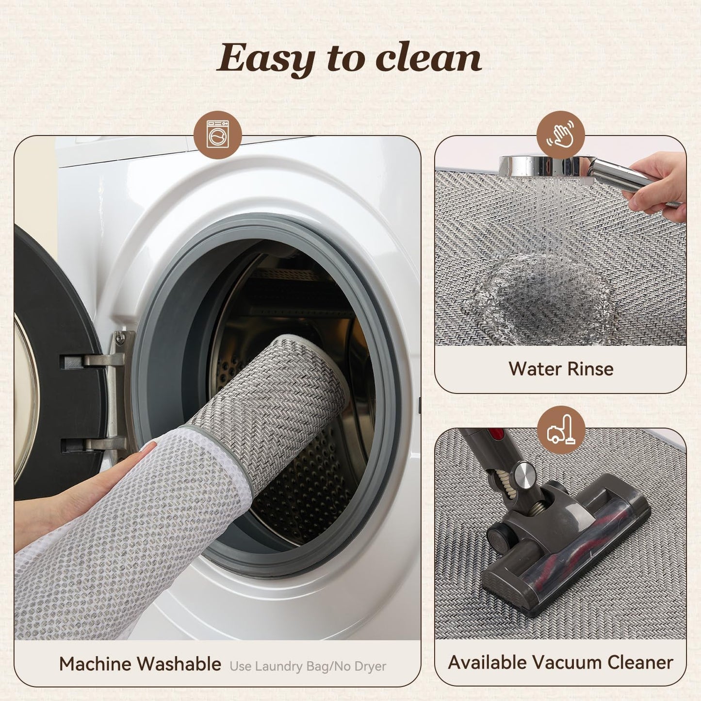 Kitchen Mats for Floor, Non Slip Washable Grey Rugs Absorbent Quick Dry and Easy to Clean, in Front of Sink, 17“*30” Light 17"×30"