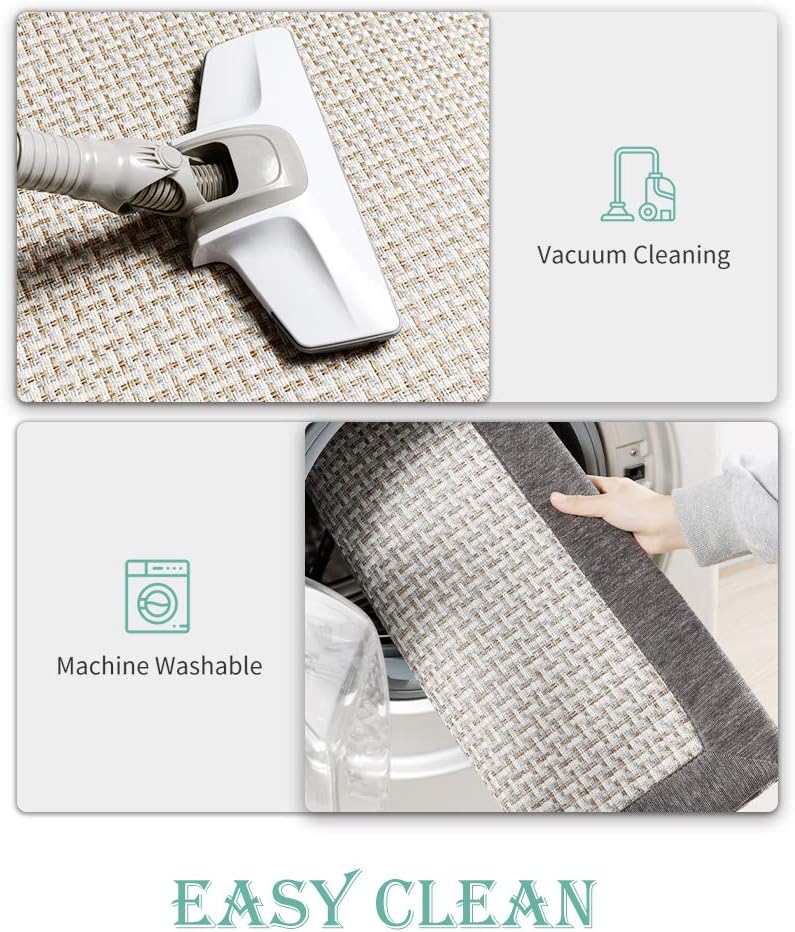 Kitchen Rugs and Mats Non Skid Washable, Absorbent Rug for Kitchen, Large Floor in Front of Sink, 2 PCS Set 20"x32"+20"x48" Grey 1'8" x 4' (Rectangular)