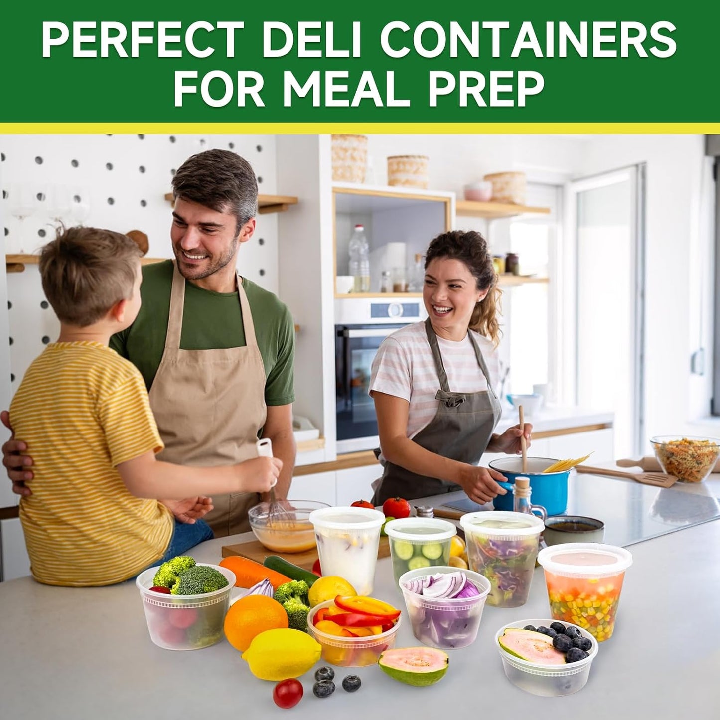 50 Set 32 oz Deli Containers with Lids, Leak-Proof BPA Free Plastic Take Out Bowls, Food Storage for Takeout Meal Prep Storage, Freezer, Microwave & Dishwasher Safe -
