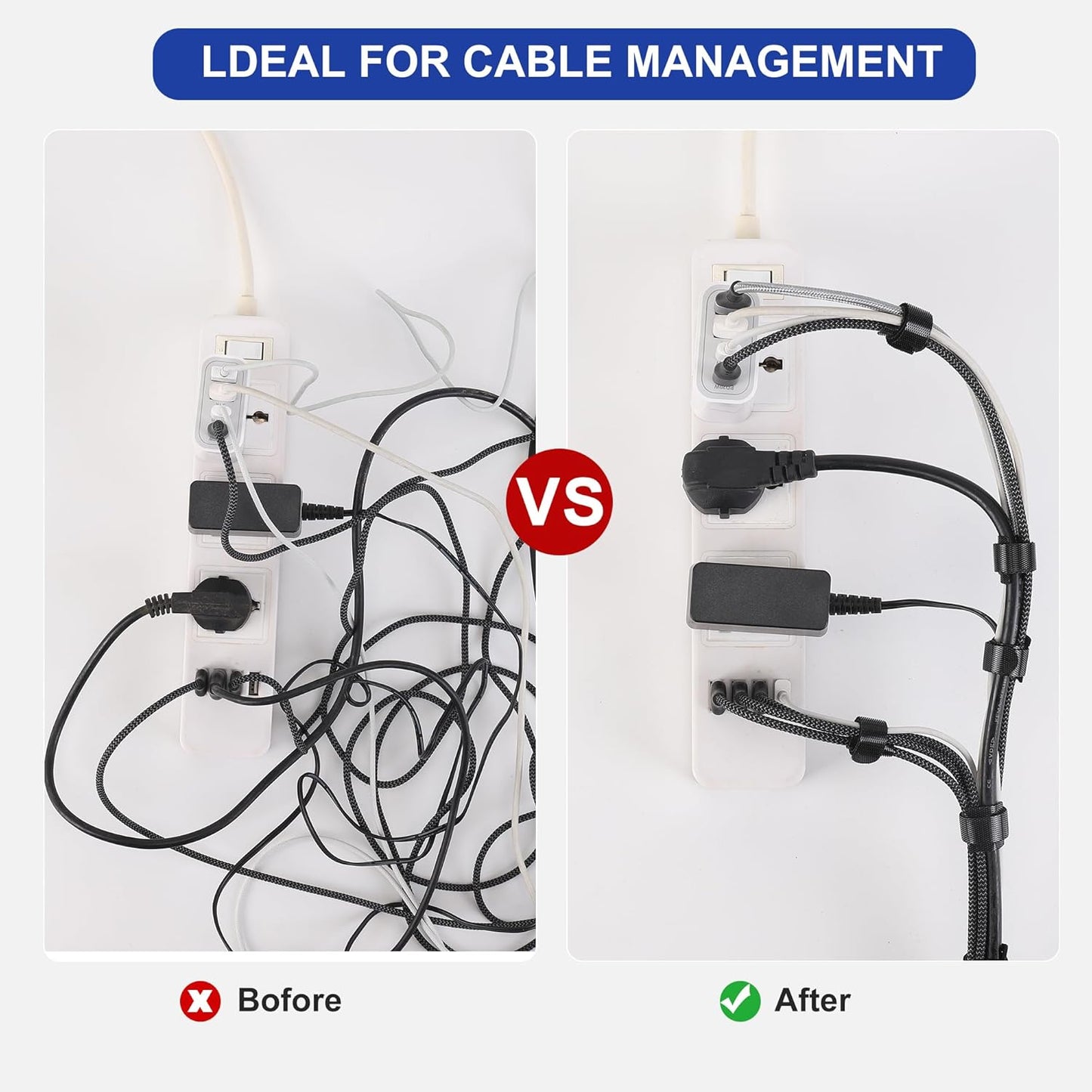 Reusable Cable Ties, 126 PCS 6 Inches Adjustable Cord Straps Wire Organizer Wrap and Hook Loop Management -