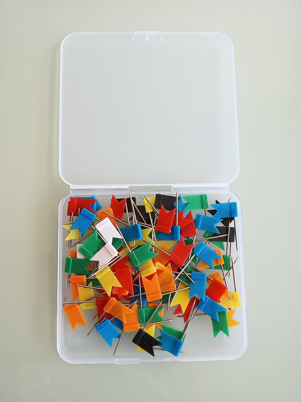 100PCS Map Flag Push Pins,  Colorful Tacks with Steel Points - 7 Colors