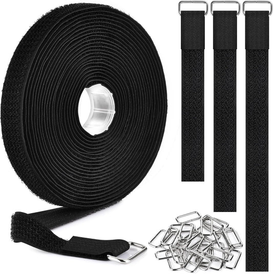 0.75"x19.7ft Hook and Loop Straps with 30 Buckles Adjustable Cut-to-Length Cable Ties - Reusable Nylon Fastening Tape for Storage or Organization (0.75in x 19.7ft) 0.75in 19.7ft