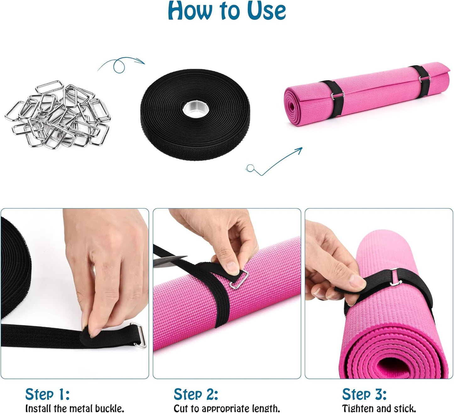 0.75"x19.7ft Hook and Loop Straps with 30 Buckles Adjustable Cut-to-Length Cable Ties - Reusable Nylon Fastening Tape for Storage or Organization (0.75in x 19.7ft) 0.75in 19.7ft