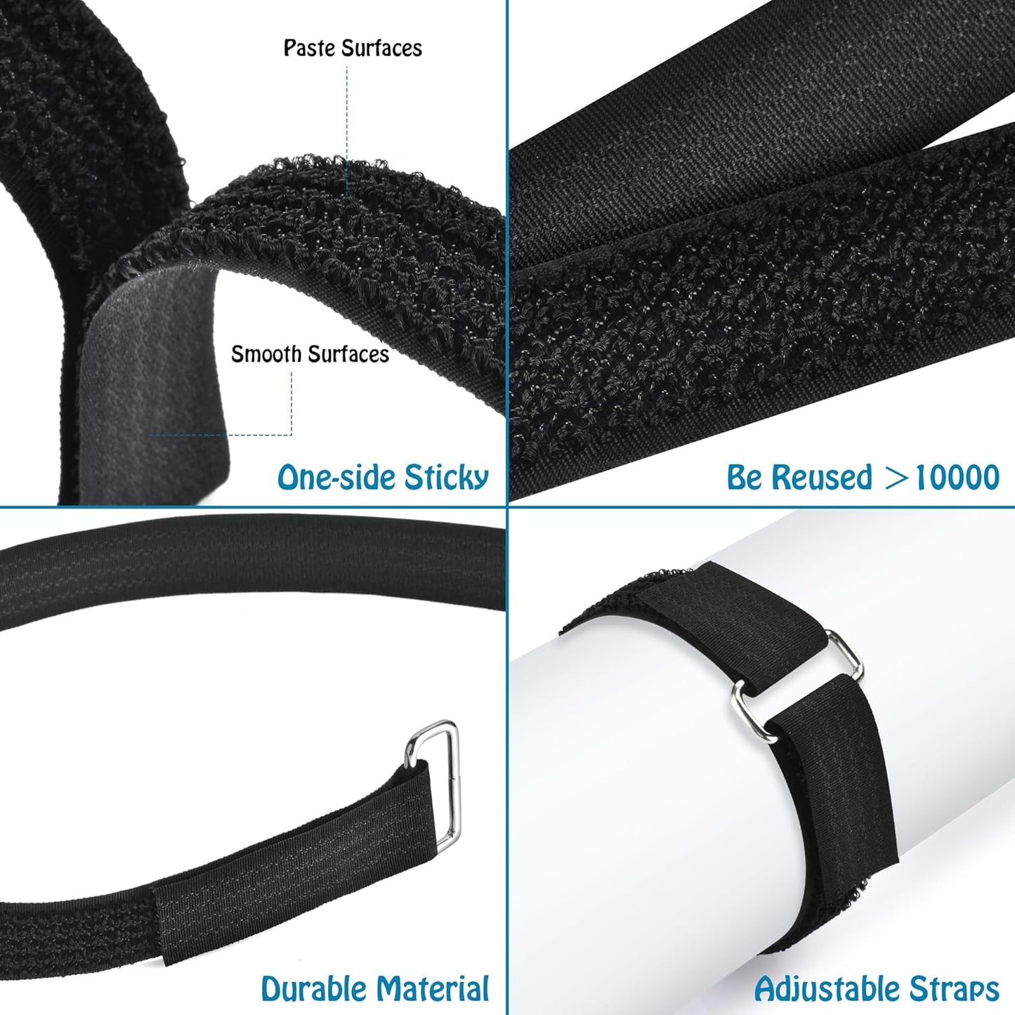 0.75"x19.7ft Hook and Loop Straps with 30 Buckles Adjustable Cut-to-Length Cable Ties - Reusable Nylon Fastening Tape for Storage or Organization (0.75in x 19.7ft) 0.75in 19.7ft