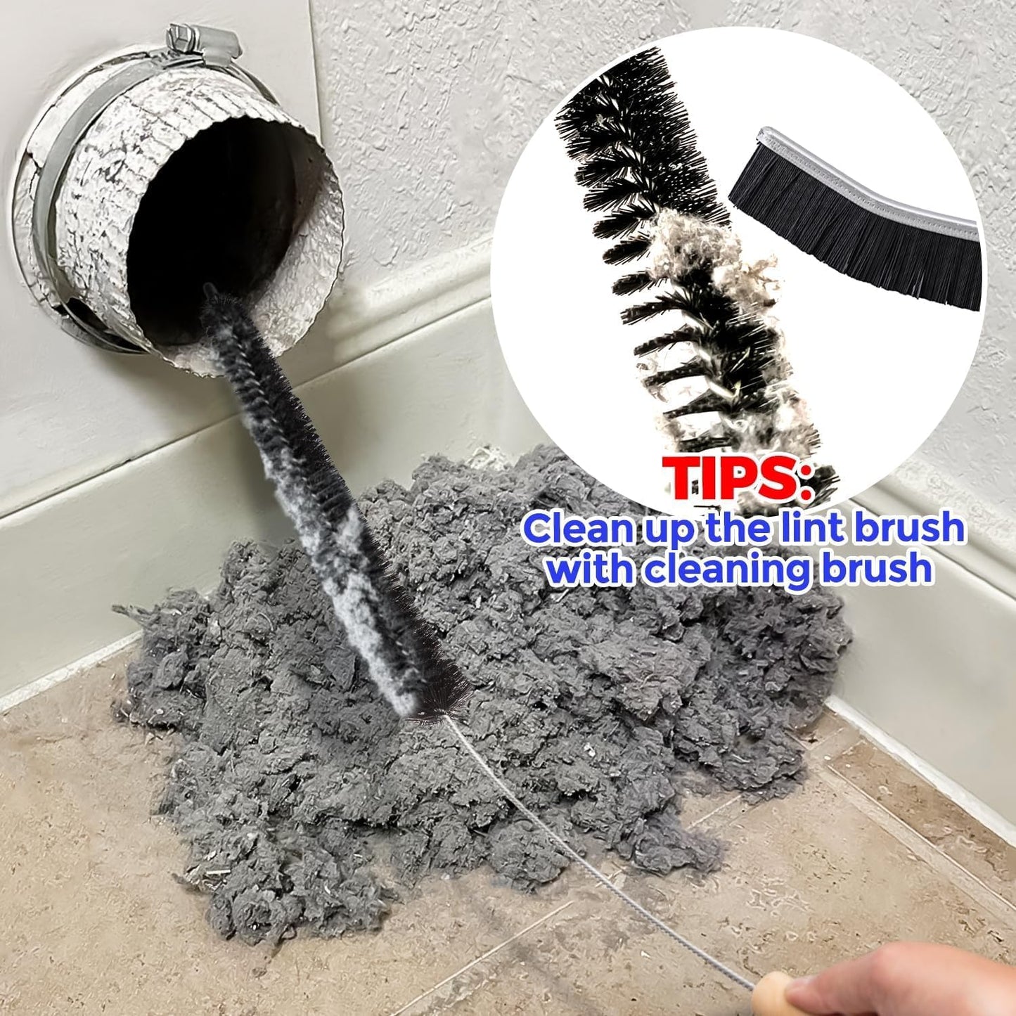 Dryer Vent Cleaner Kit - Household Cleaning Supplies, Lint Brush, Refrigerator Long Coil Flexible Remover, Removing Dust and Pet Hair 28