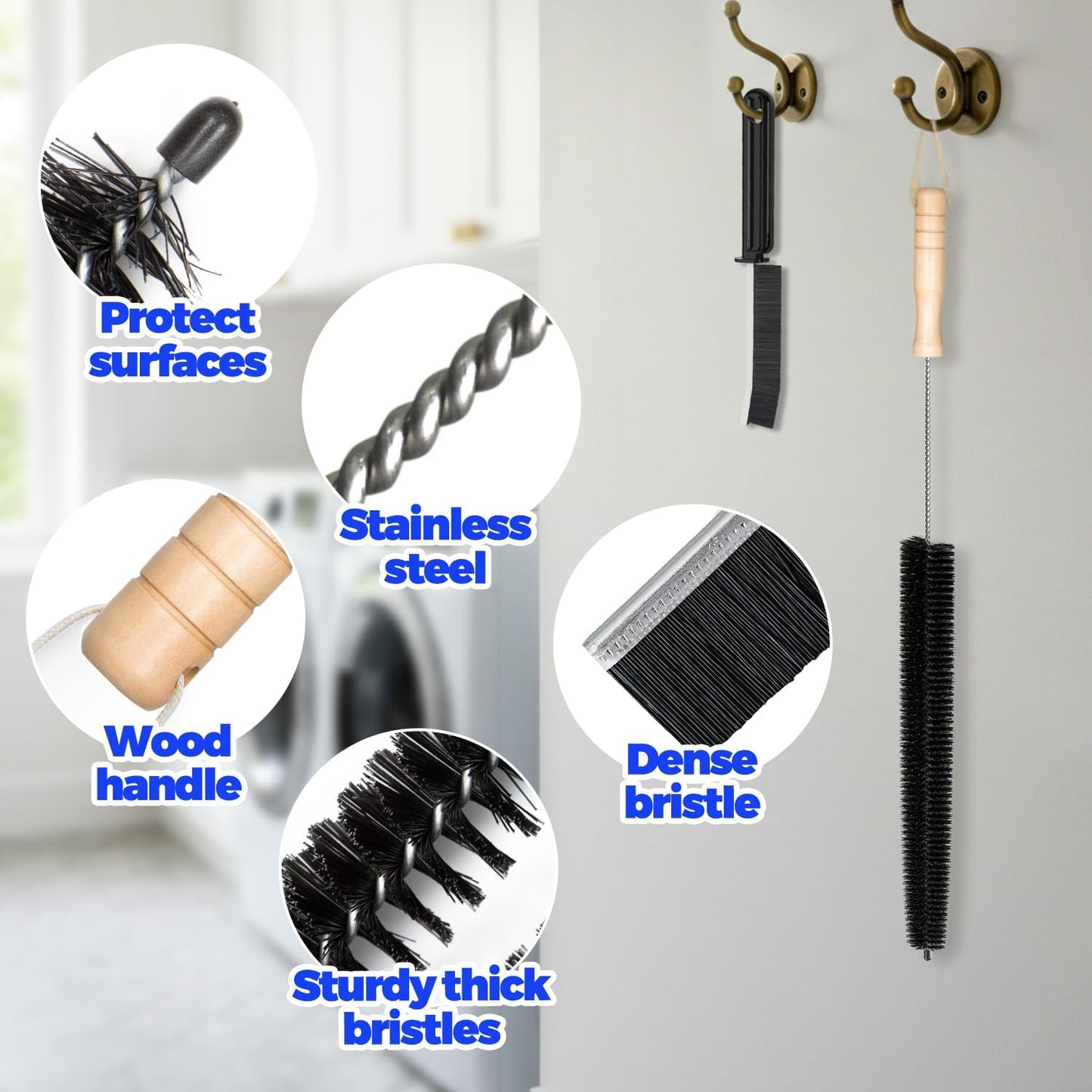 Dryer Vent Cleaner Kit - Household Cleaning Supplies, Lint Brush, Refrigerator Long Coil Flexible Remover, Removing Dust and Pet Hair 28