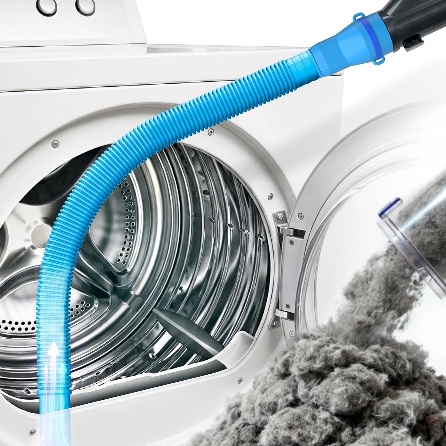 Dryer Vent Cleaner Kit - Lint Vacuum Attachment and Flexible,Dryer Hose Attachment,Light Blue 1p-blue