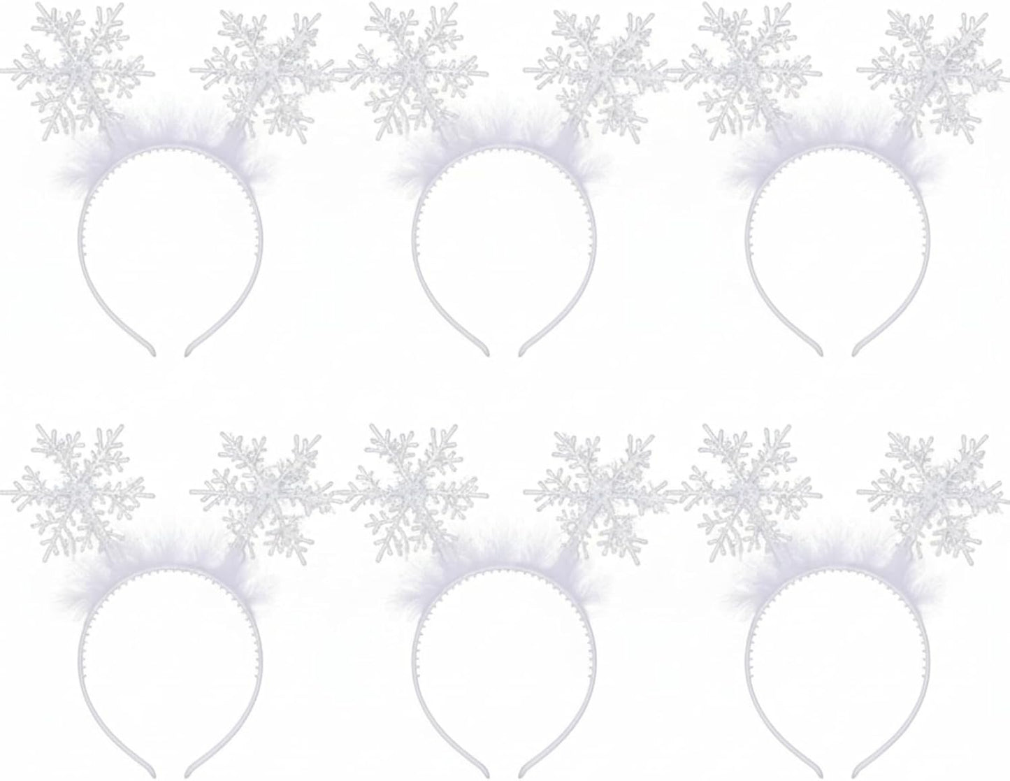6 Pcs Christmas Snowflake Headbands for Women White Hair Bands Headband Accessories Festival Winter Party Supplies -
