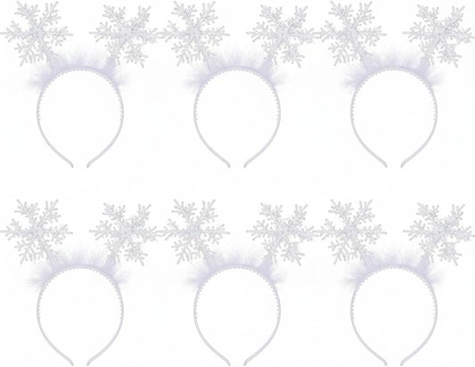 6 Pcs Christmas Snowflake Headbands for Women White Hair Bands Headband Accessories Festival Winter Party Supplies -
