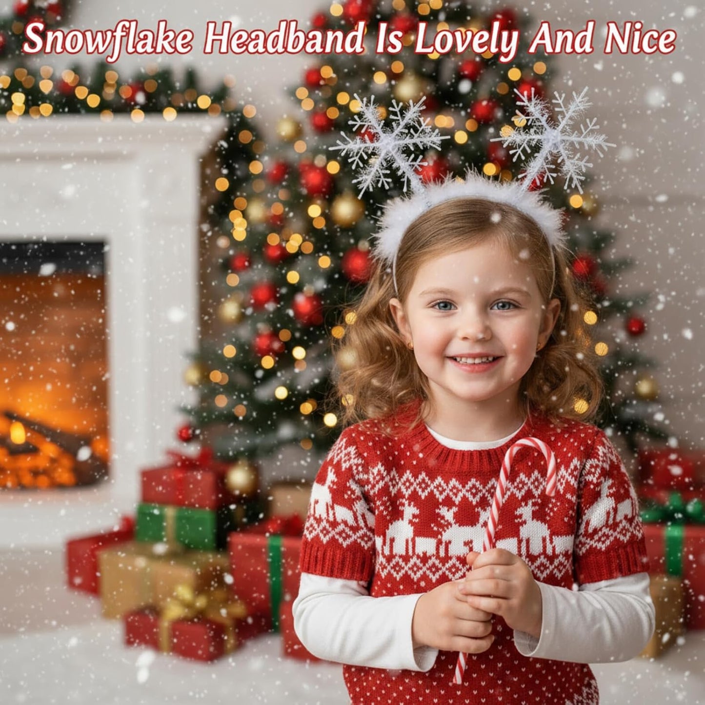 6 Pcs Christmas Snowflake Headbands for Women White Hair Bands Headband Accessories Festival Winter Party Supplies -