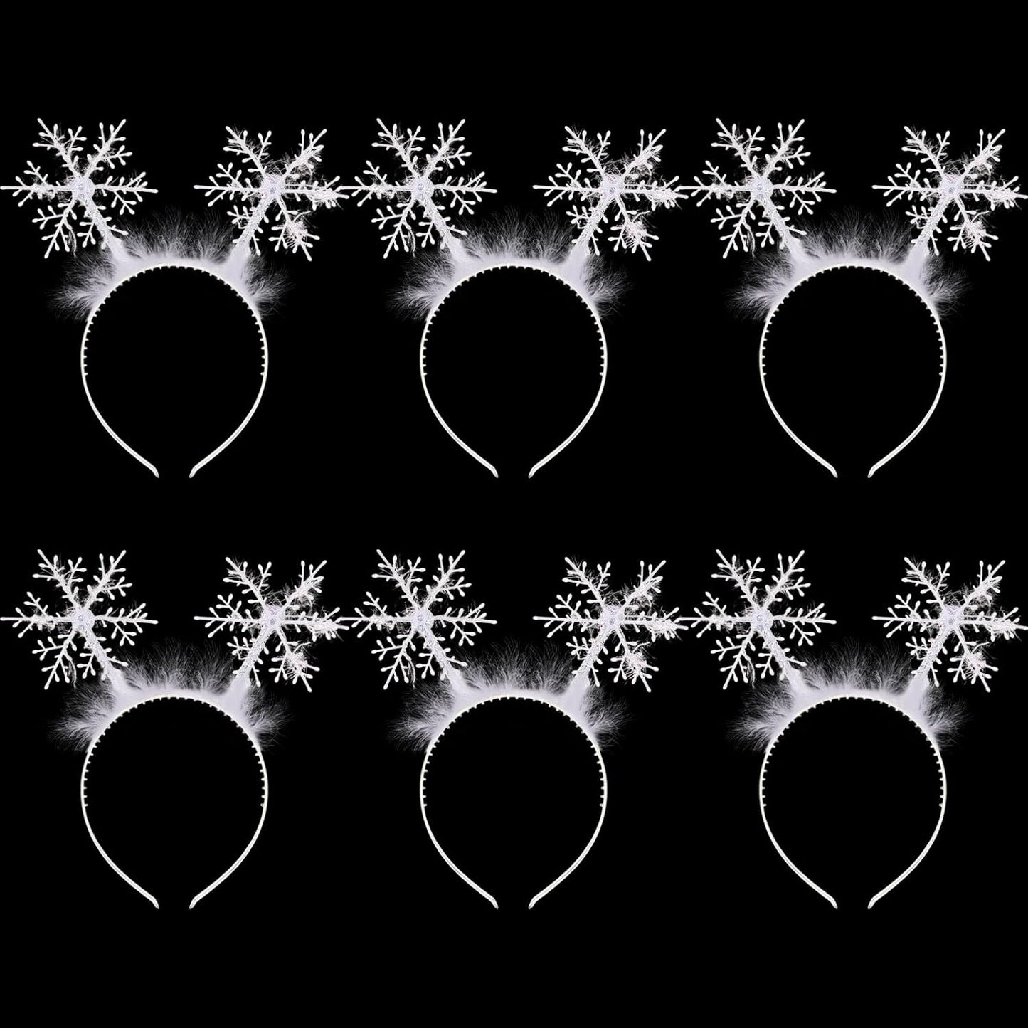 6 Pcs Christmas Snowflake Headbands for Women White Hair Bands Headband Accessories Festival Winter Party Supplies -