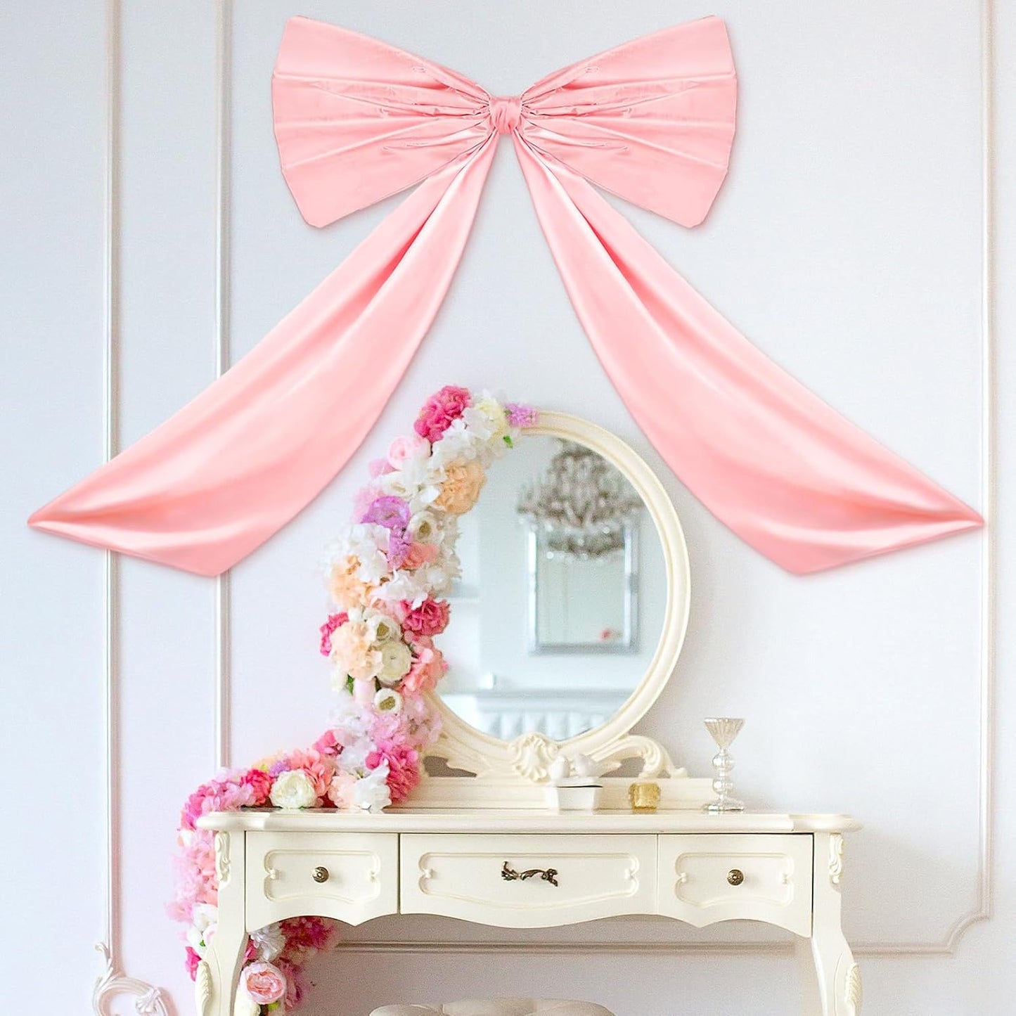 Large Pink Bow Decor Coquette Wall for Backdrop 24 x 36'' Big Giant Satin Ribbon Tie Birthday Wedding Bridal Baby Shower Party Ballerina Room Hanging Decoration(Lining Support) 36 Inches