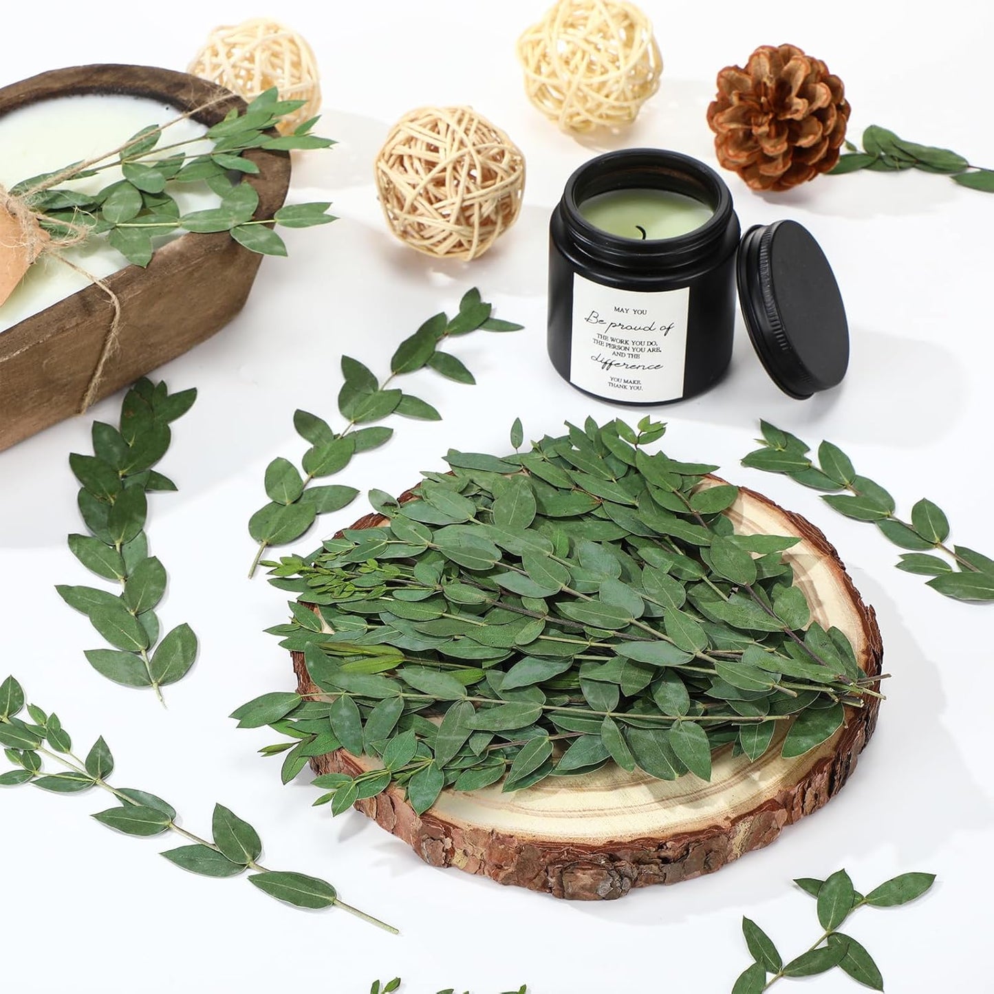 50 Pcs Pressed Dried Eucalyptus Leaves 6 Inch 100% Natural Preserved Real Stems Greenery for DIY Crafts Resin Art Invitations Scrapbook Card Gift Decoration (Green) Green -