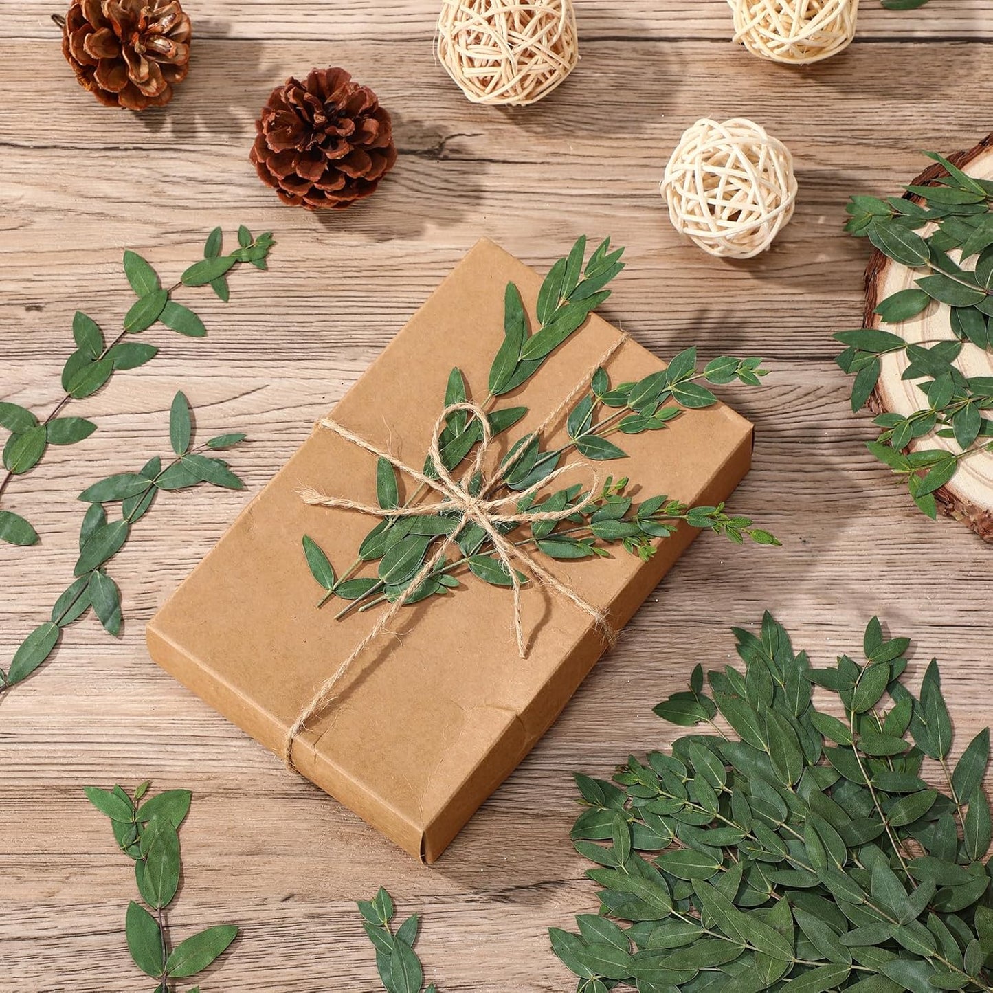 50 Pcs Pressed Dried Eucalyptus Leaves 6 Inch 100% Natural Preserved Real Stems Greenery for DIY Crafts Resin Art Invitations Scrapbook Card Gift Decoration (Green) Green -