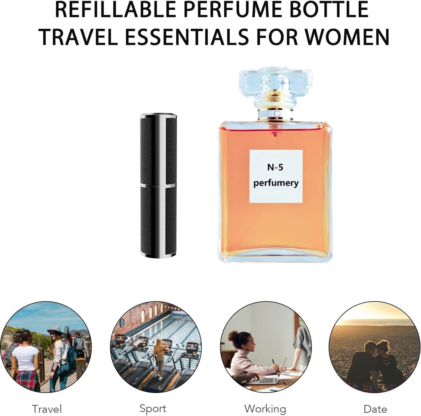 Refillable Bottle - Filling Perfume Atomizer Cologne Travel Bottle,10ml Luxurious Pocket Dispenser for Women and Men (Black) 1PCS Black-1pcs
