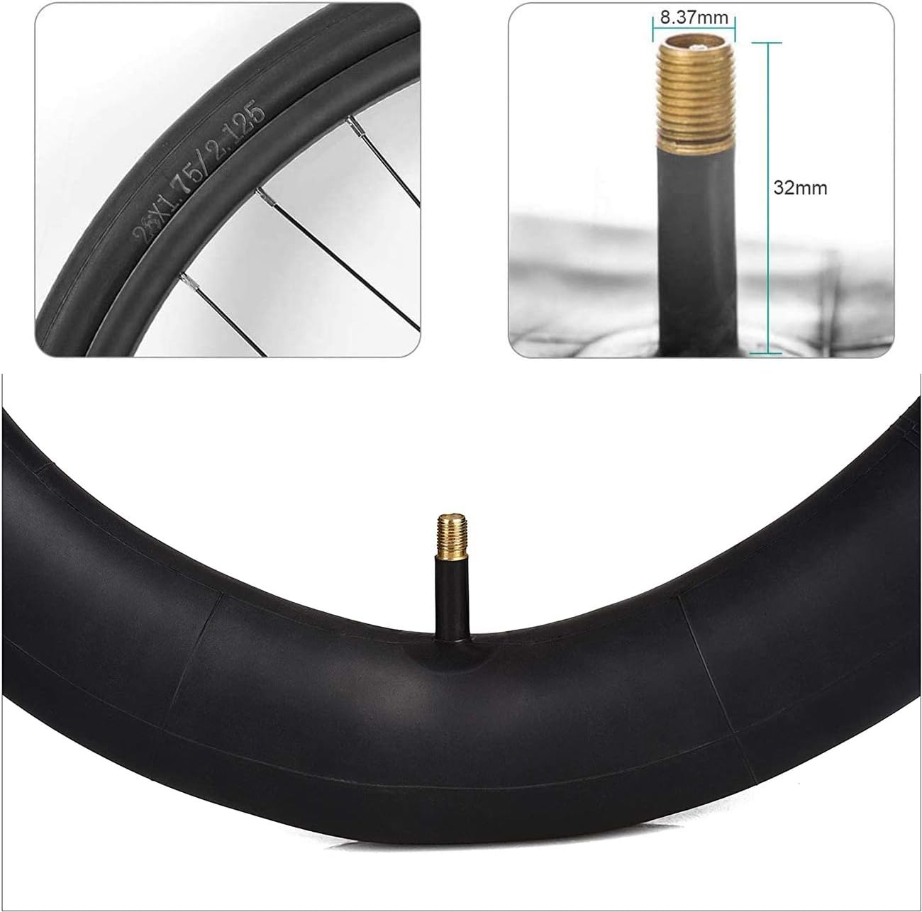Bike Tube 26 x 1.95 Standard (32mm) Schrader Valve Inch with 2 Tire Levers & 6 Adhesive Patches Bicycle 1.75 to 2.125 (2-Pack 32mm) -