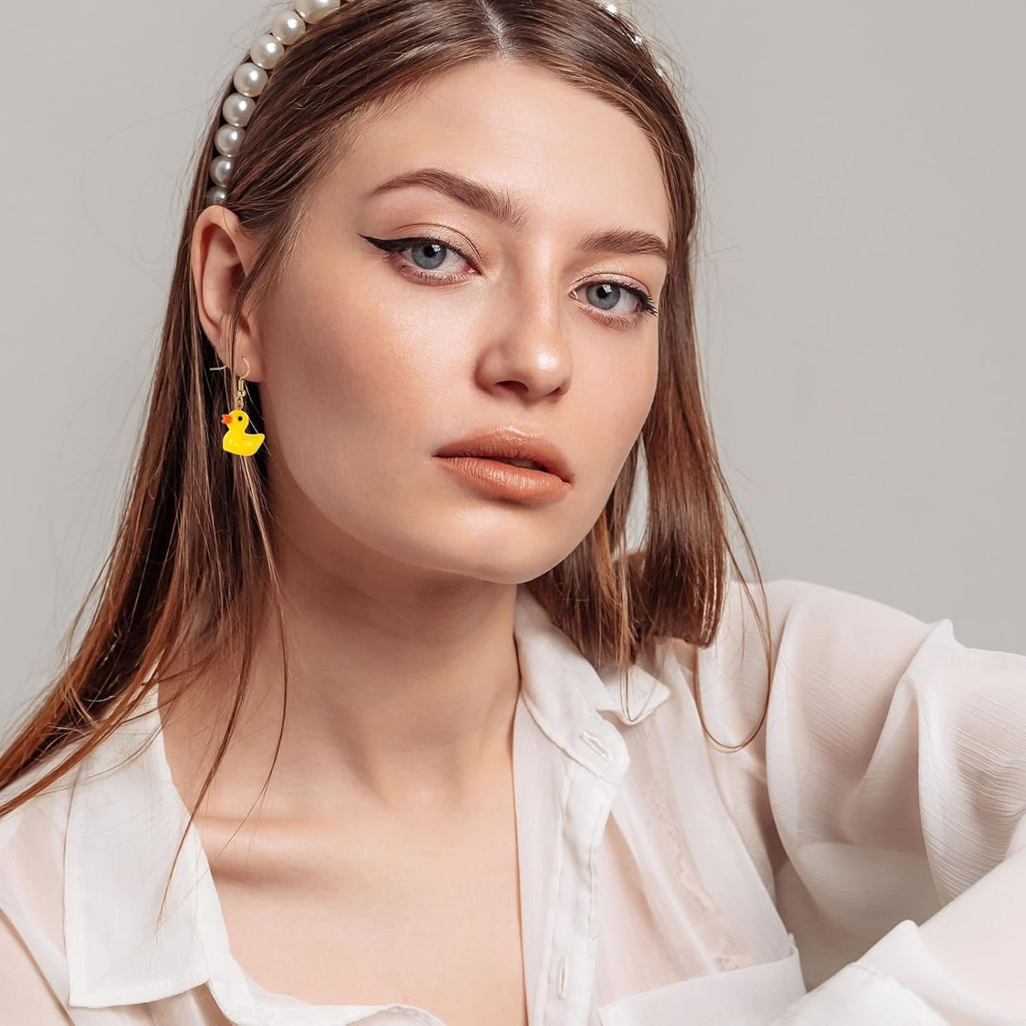 Yellow Duck Earrings, Cute Duckie Earrings Acrylic Dangle Drop Personalized Charming Cartoon Style Funny Accessories for Girls Women, yellow, black, orange, golden -