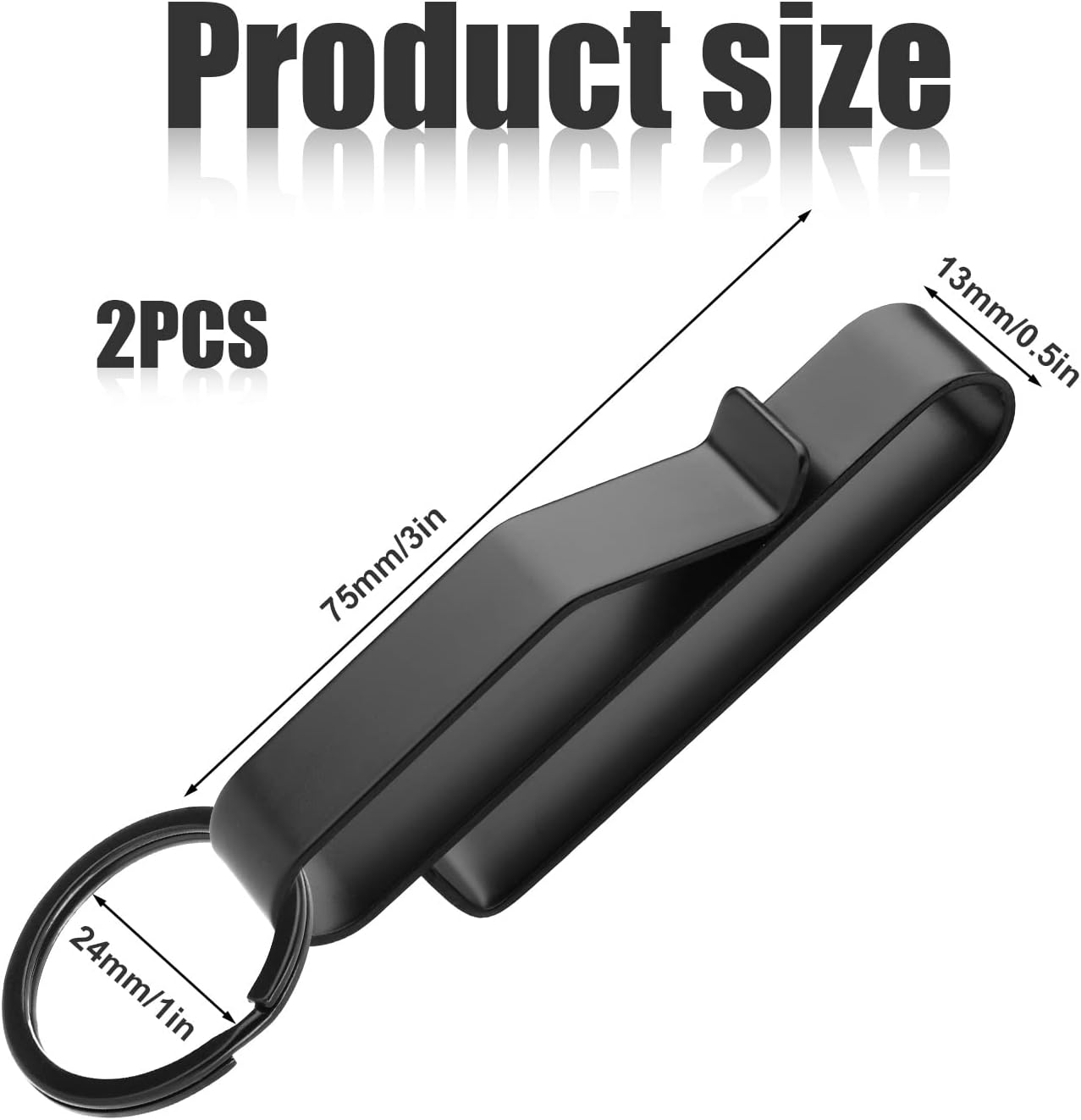 2pcs Heavy Duty Belt Key Holder, Fast Release Steel Tactical Holder Clip with 4pcs Rings Fits Belts for Police Firefighters -