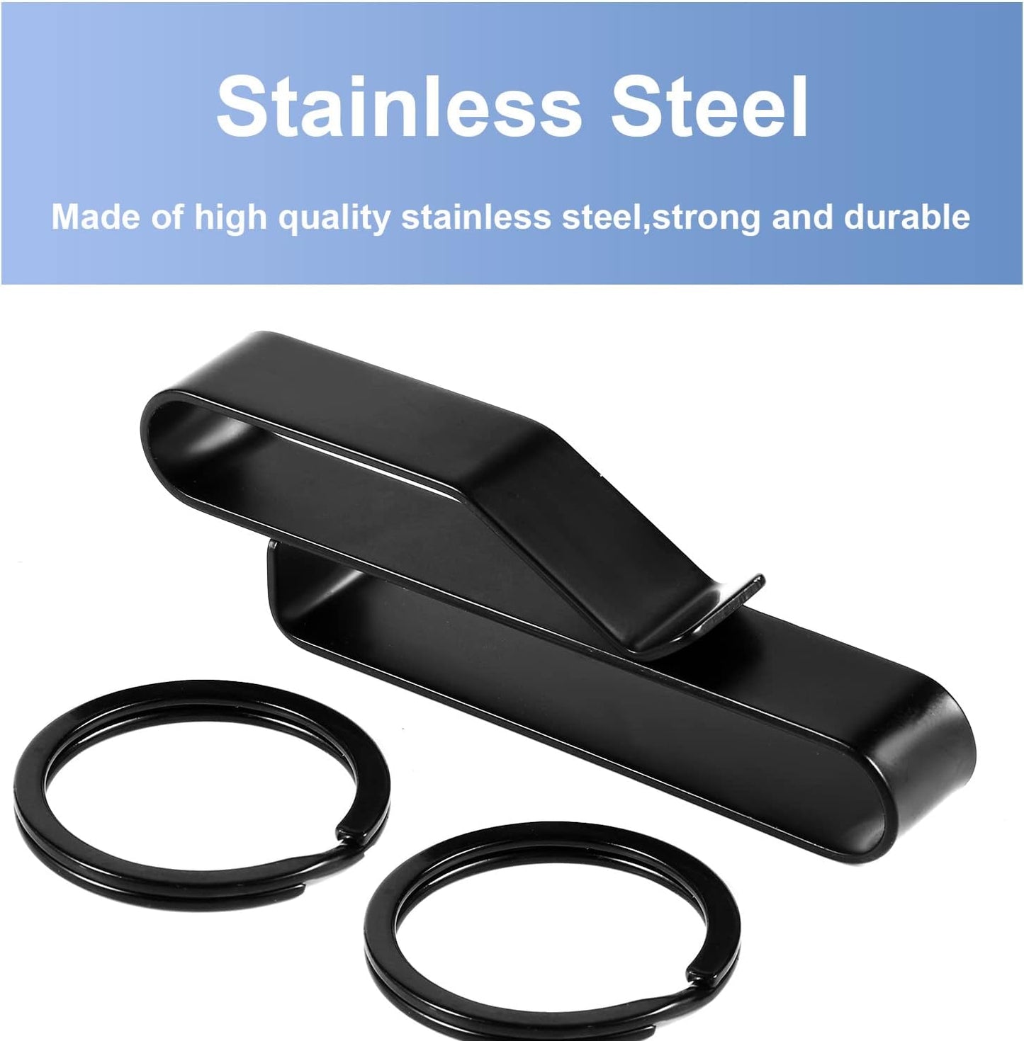 2pcs Heavy Duty Belt Key Holder, Fast Release Steel Tactical Holder Clip with 4pcs Rings Fits Belts for Police Firefighters -