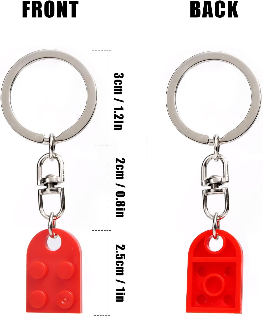 Heart Keychain Set, Red Brick for Couples, 2Pcs Matching Valentines Gift -