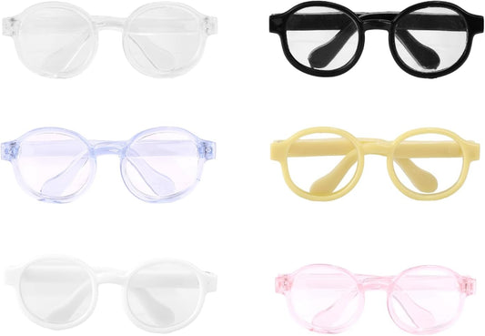 6pcs Mini Doll Glasses for 13cm/5.12in Dolls, Tiny Plastic Decorative Eyeglasses Accessories Perfect Collectors Display & Photography (Multiple Colors) -