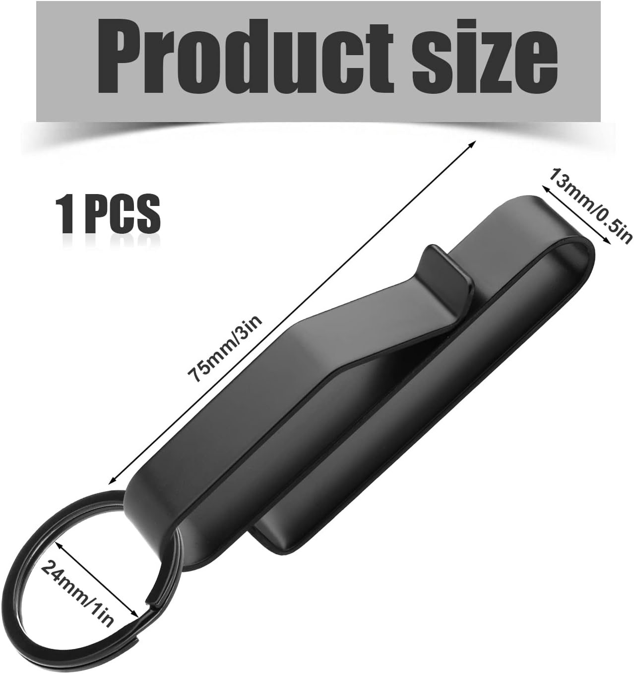 Heavy Duty Belt Key Holder with 2pcs Metal Rings, Stainless Steel Black Men Keychain Tactical Clip for 1.5-2.25inch Wide Belts Police and Fire Agencies -