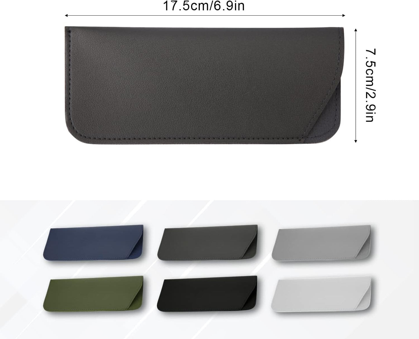Soft Glasses Cases 7x3 Inch, 6pcs Leather Eyeglasses Case Portable Pouch Sunglasses for Women Men Adults Kids (6 Colors) -