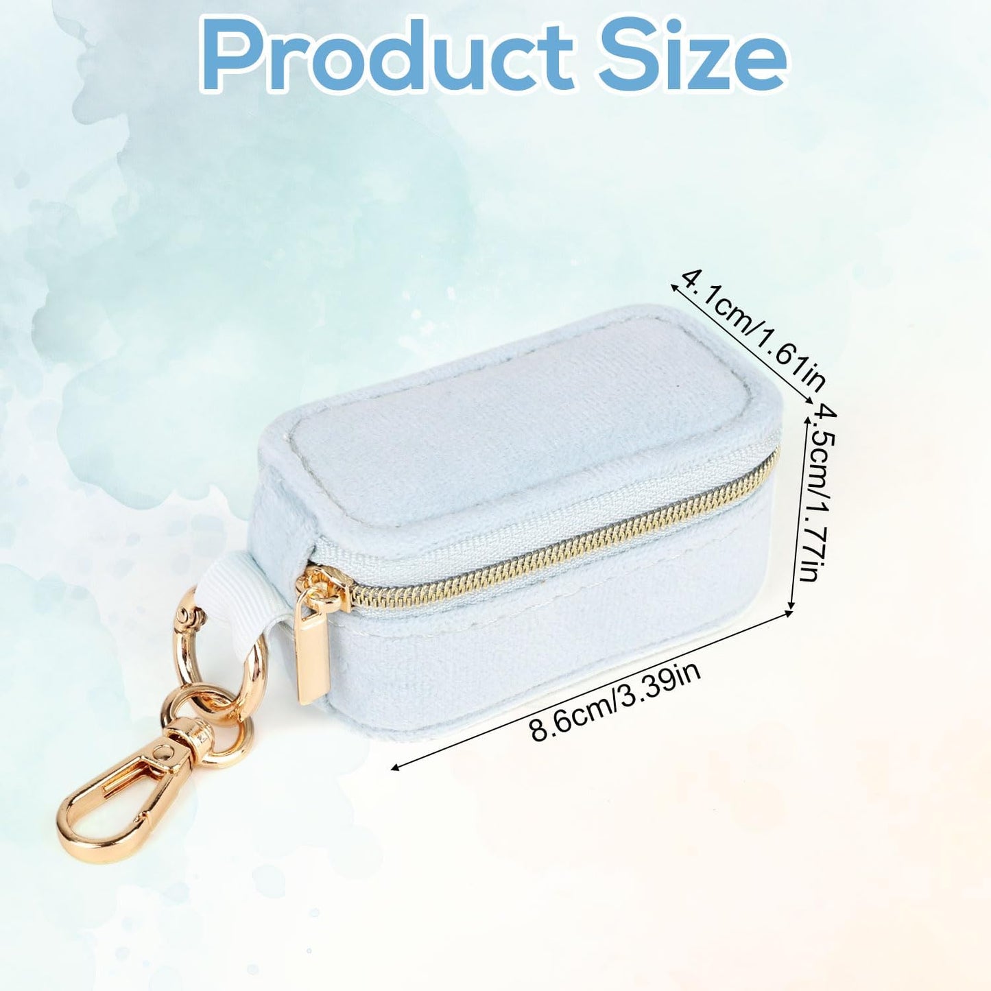 Mini Jewelry Travel Velvet Case, 2-In-1 Ring Holder Keychain Organizer Fit Women Small Partitioned Earrings Box for Storing Necklace Pendants (Blue) -