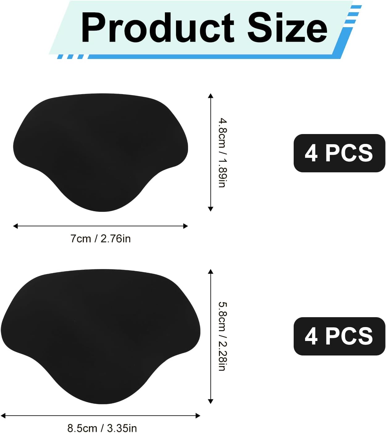 8pcs Shoe Heel Repair, Self-Adhesive Hole Repair Patch for Back of Shoes Holes, Leather Cushion Inserts, Inside Sneaker Patches Kit Boot Sport Mesh (Black) -