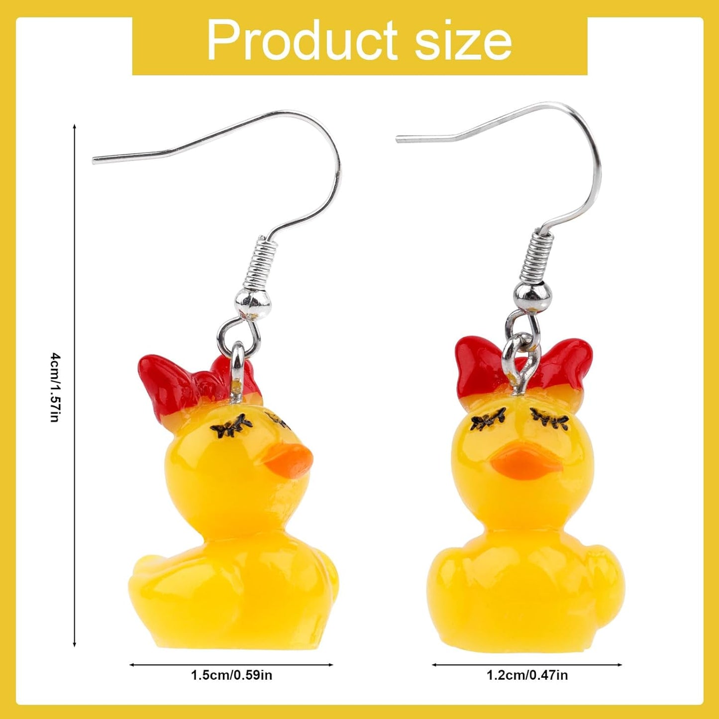 Cute Duck Earrings, Acrylic Yellow Earrings Dangle Unique Cartoon Animal-Inspired Jewelry Funny Duckling Fashion Gift for Women -
