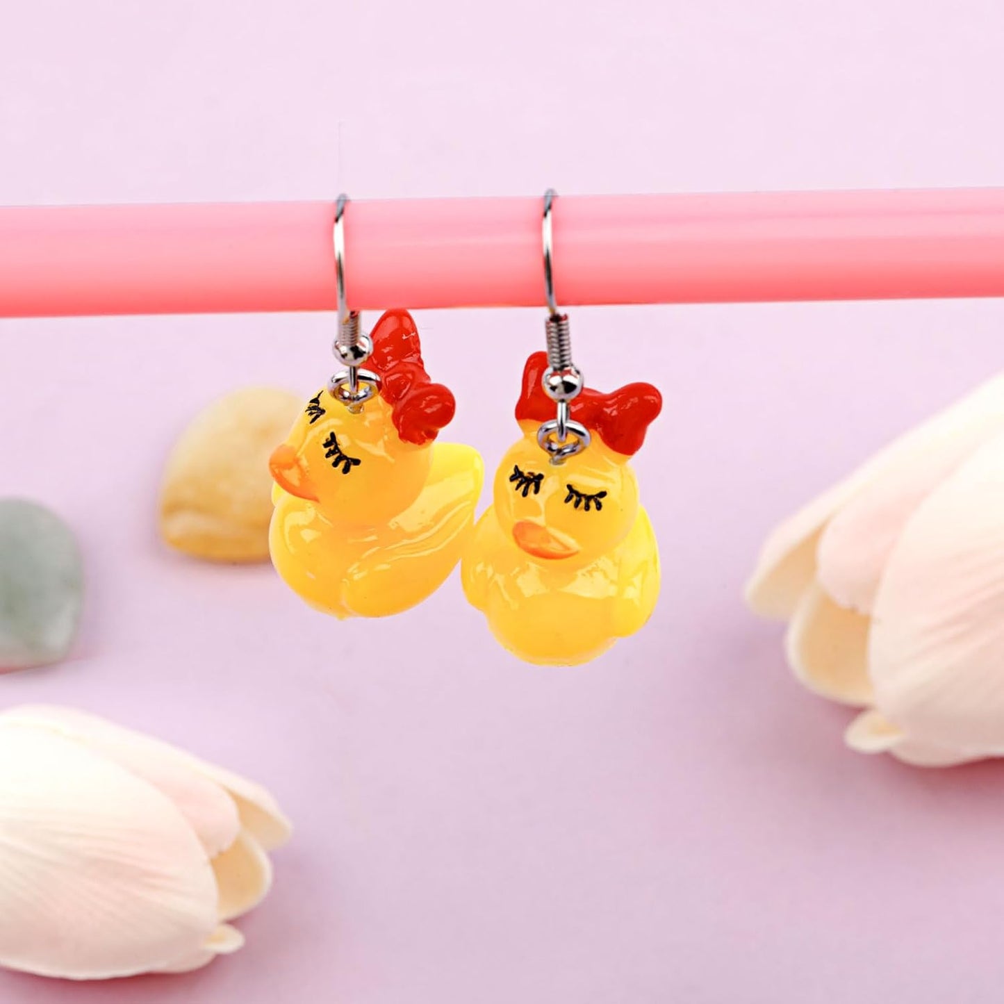 Cute Duck Earrings, Acrylic Yellow Earrings Dangle Unique Cartoon Animal-Inspired Jewelry Funny Duckling Fashion Gift for Women -