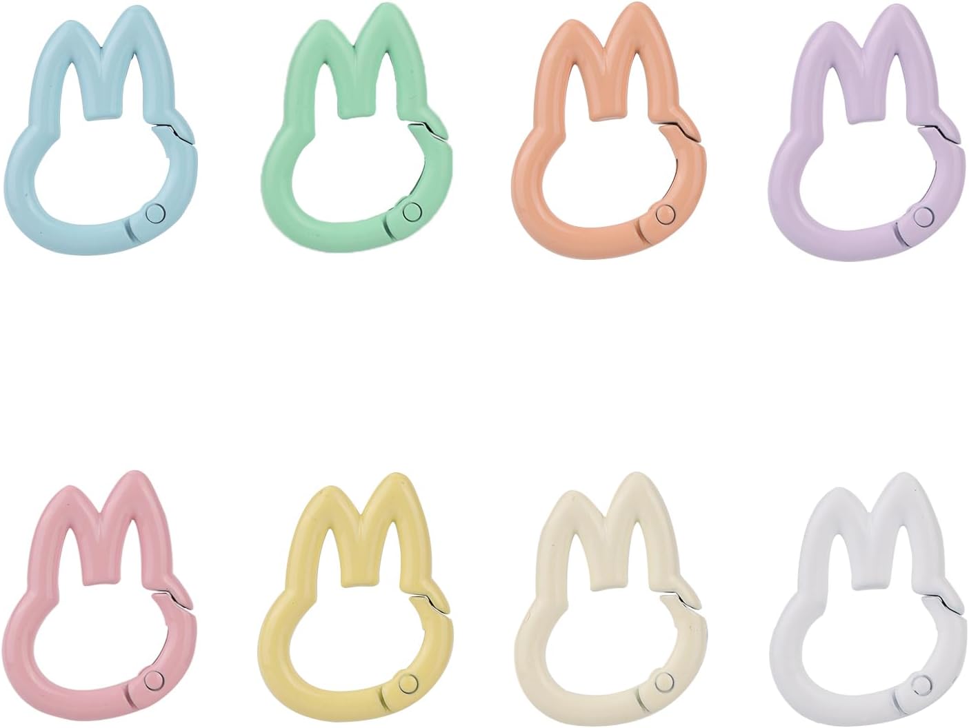 8pcs Keychain Clips for Doll, Colorful Metal Cute Rabbit Key Chain Hooks Kawaii Bunny Ring Hanging Buckle Bag Doll Accessories Gift Women (8 Colors) -