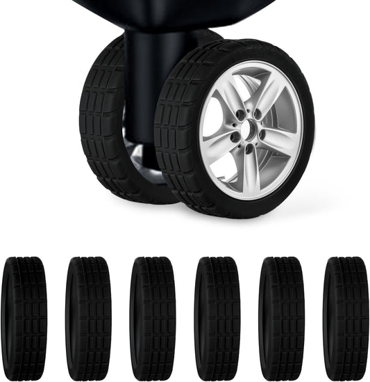 TM Luggage Wheel Covers, 8pcs Portable Silicone Spinner Protectors, Colorful, Black -