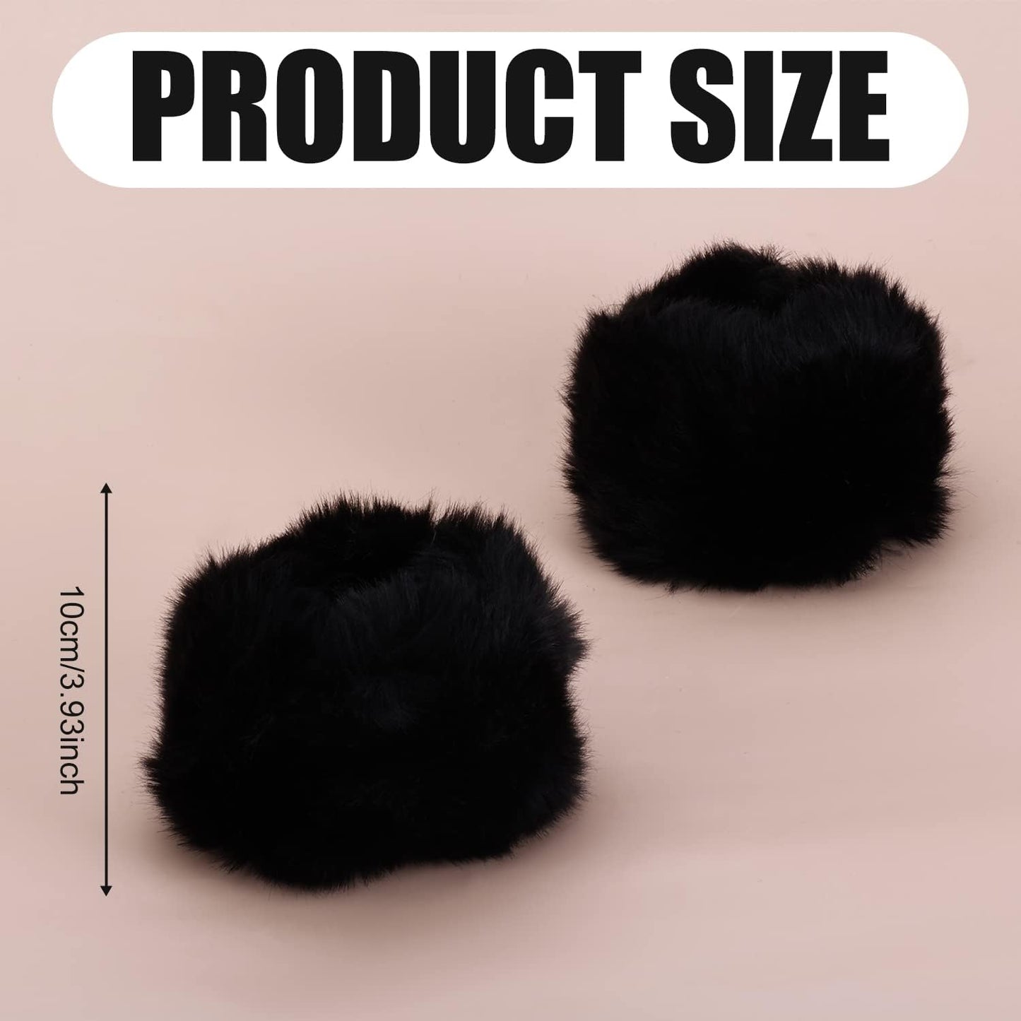 Winter Wrist Cuff Warmers, Faux Fur Cuffs, Fuzzy Short Arm Warmers for Women Girls Costume (Black) -
