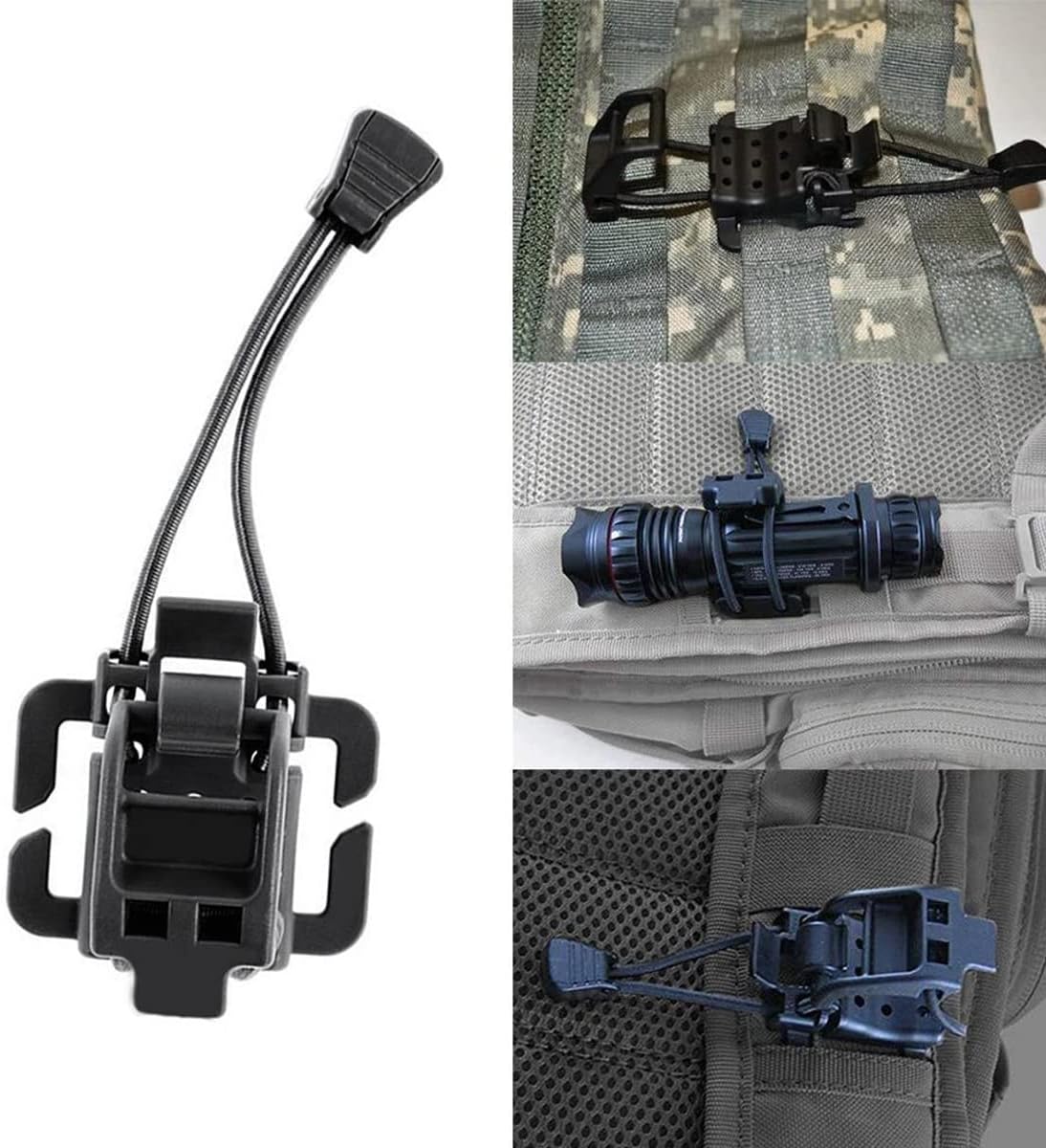 4 Pieces Tactical Gear Molle Clips Attachments Multifunction Hanging Buckle for Backpack Vest Black -